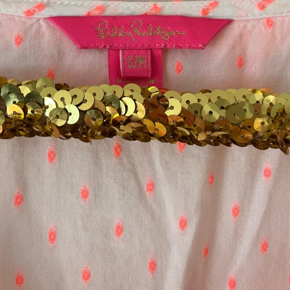 Lilly Pulitzer Kipper Cover-Up Tunic Dress S/M Tangelo Neon Clip Resort … - Picture 7 of 9